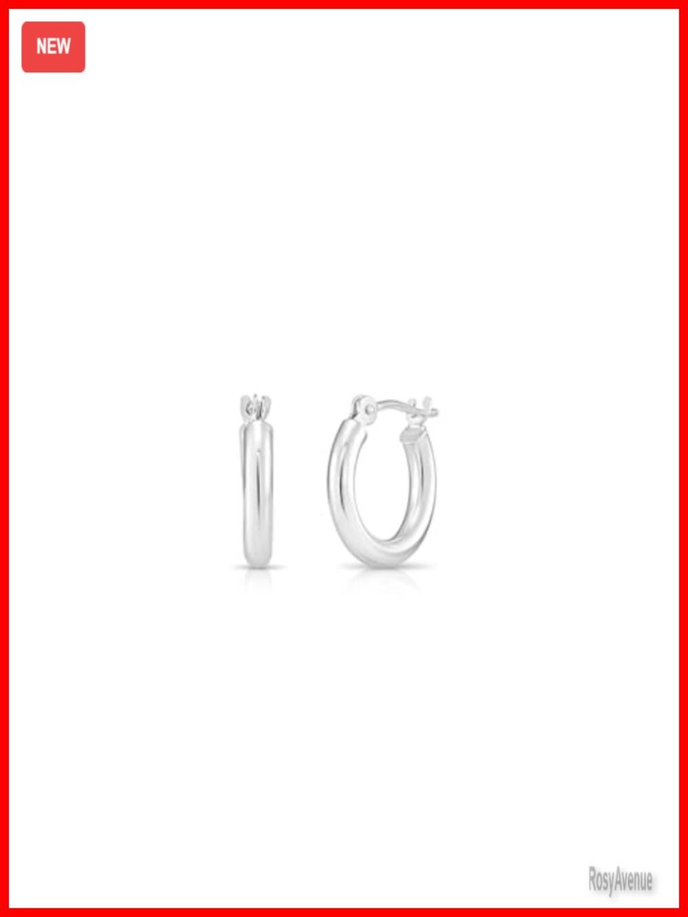10K White Gold Classic Shiny Polished Hoop Earrings Plain Round Hoops